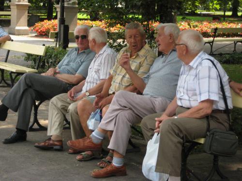 Old men hanging out at the park -- reminded me of the men on the movie IQ with Meg Ryan.