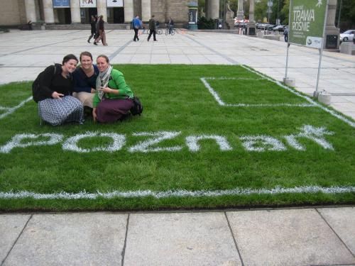 Cool advertisement for the new football stadium in Poznan -- all three of us have served in Poznan, so we had to take a picture.