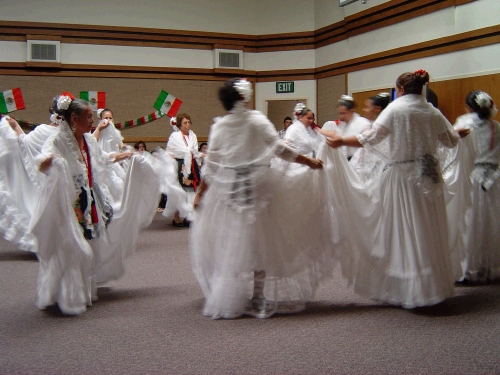 The 16th of September is when Mexicans celebrate their independence from Spain. The 16th was the begining of their war with Spain, equivalent to our 4th of July. Being so close to the border, this holiday is widely celebrated. The ward party included traditional Mexian dances by some of the sisters and songs sung by three of the brethren. 