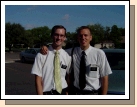 Elder Brown and Elder Moore saying goodbye in Edinburg.