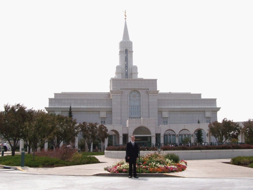 Phillip in front of the Bountiful Temple.