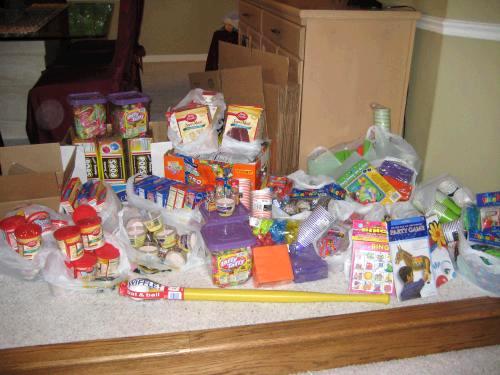 All the stuff to make up 24 "Birthday Party" kits.