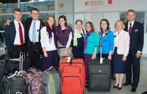 All the missionaries arrived safe and sound at the airport in Warsaw where they were met by President Engbjerg and his wife (who by the way, are from Denmark.)