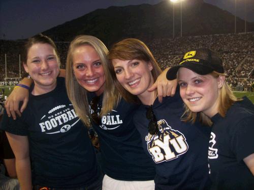 The "young" BYU fans - Madeleine and her friends.